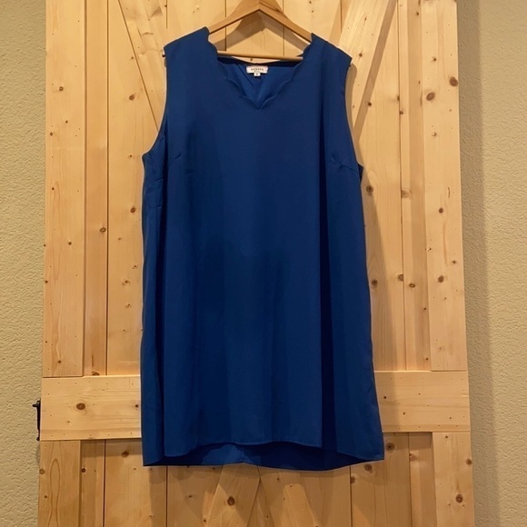 Andree by Unit Blue Dress Scalloped Neck Sheath Dress Size 1x - Picture 1 of 8